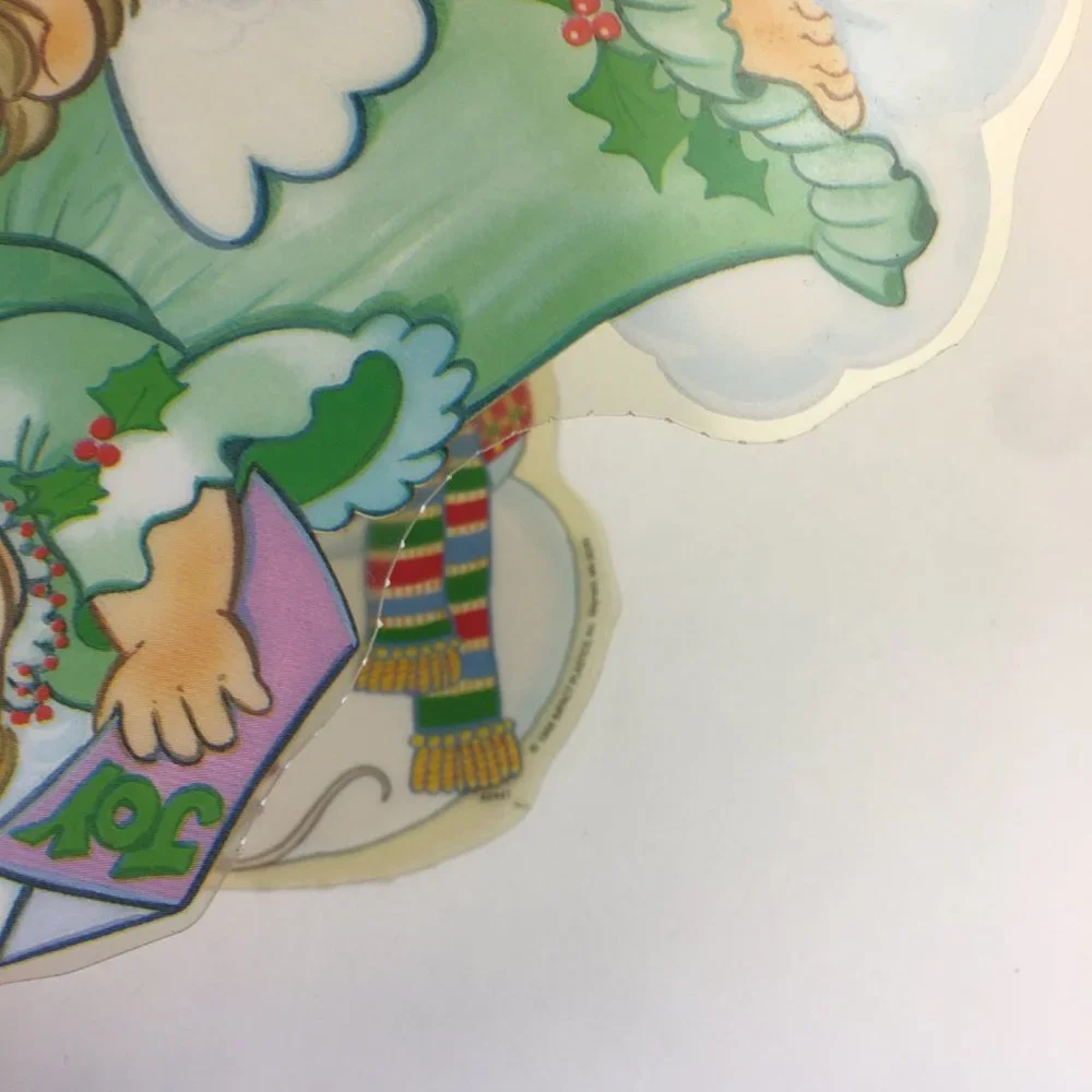 Vtg Impact Plastics Color Clings Happy Holidays Snowman Angels‎ Christmas Winter